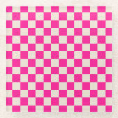 Hot pink and tan checkerboard pattern glasuntersetzer (Vorderseite)