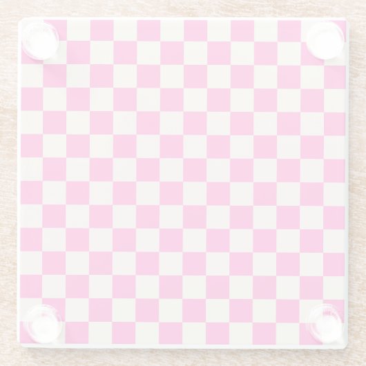 Hot pink and tan checkerboard pattern glasuntersetzer (Rückseite)