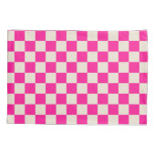 Hot pink and tan checkerboard pattern kissenbezug (Rückseite-Links)