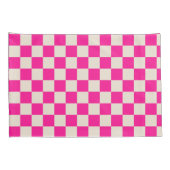 Hot pink and tan checkerboard pattern kissenbezug (Rückseite-Rechts)