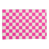 Hot pink and tan checkerboard pattern kissenbezug (Vorderseite-Rechts)