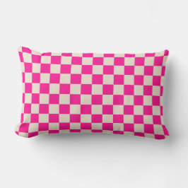 Hot pink and tan checkerboard pattern lendenkissen