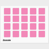 Hot pink and tan checkerboard pattern quadratischer aufkleber (Blatt)