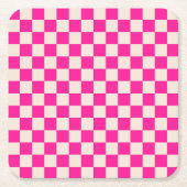 Hot pink and tan checkerboard pattern rechteckiger pappuntersetzer (Vorderseite)