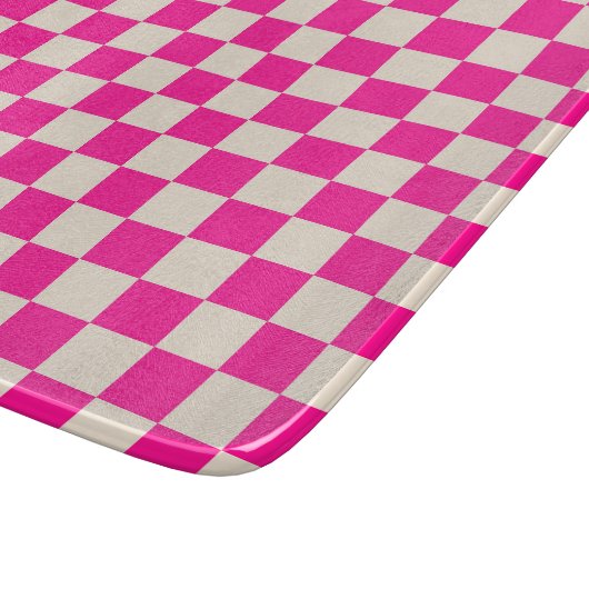 Hot pink and tan checkerboard pattern schneidebrett (Ecke)
