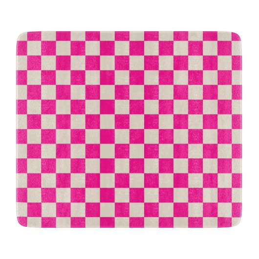 Hot pink and tan checkerboard pattern schneidebrett (Vorderseite)