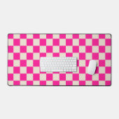 Hot pink and tan checkerboard pattern schreibtischunterlage (Tastatur & Maus)