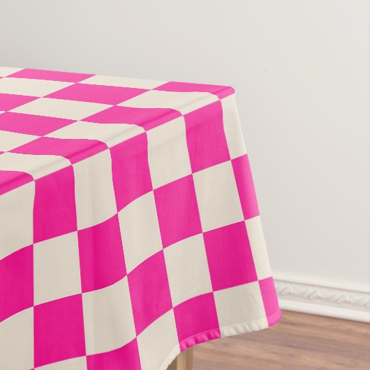 Hot pink and tan checkerboard pattern tischdecke (Beispiel)
