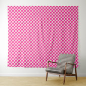 Hot pink and tan checkerboard pattern wandteppich (Beispiel (Horizontal))