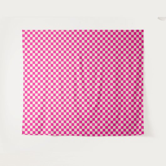 Hot pink and tan checkerboard pattern wandteppich (Vorderseite (Horizontal))