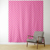 Hot pink and tan checkerboard pattern wandteppich (Beispiel)