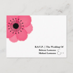 Hot Pink Anemone Moderne Wedding R.S.V.P. RSVP Karte