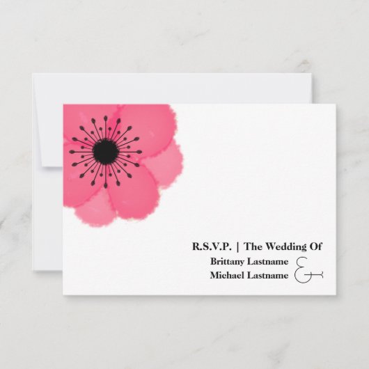Hot Pink Anemone Moderne Wedding R.S.V.P. RSVP Karte (Vorderseite)