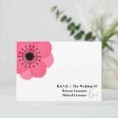 Hot Pink Anemone Moderne Wedding R.S.V.P. RSVP Karte (Stehend Vorderseite)