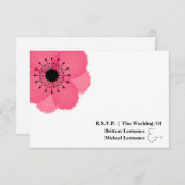 Hot Pink Anemone Moderne Wedding R.S.V.P. RSVP Karte (Vorne/Hinten)