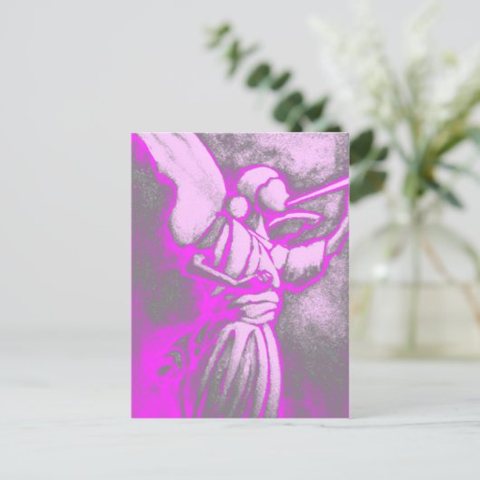 Hot Pink Angel Postkarte (Stehend Vorderseite)