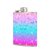 Hot Pink & Aqua Blauer Wassertropfen 2 Flachmann (Links)