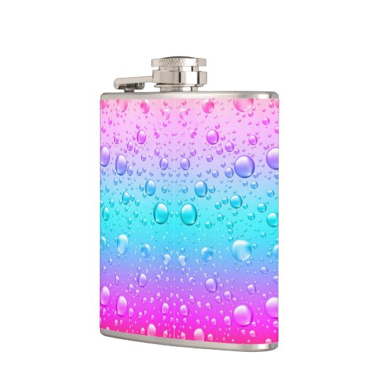 Hot Pink & Aqua Blauer Wassertropfen 2 Flachmann (Links)
