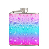 Hot Pink & Aqua Blauer Wassertropfen 2 Flachmann (Vorderseite)