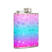 Hot Pink & Aqua Blauer Wassertropfen 2 Flachmann (Rechts)