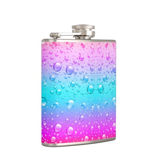 Hot Pink & Aqua Blauer Wassertropfen 2 Flachmann (Rechts)