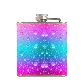 Hot Pink & Aqua Blauer Wassertropfen 2 Flachmann (Rückseite)