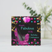 Hot Pink Aquamarin Blue High Heels Schuhe Geburtst Einladung (Stehend Vorderseite)