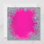 Hot Pink Aquamarin Blue Snowflake Weihnachten Part Einladung (Rückseite)