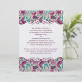 Hot Pink Aquamarin Paisley Post Wedding Einladung (Stehend Vorderseite)