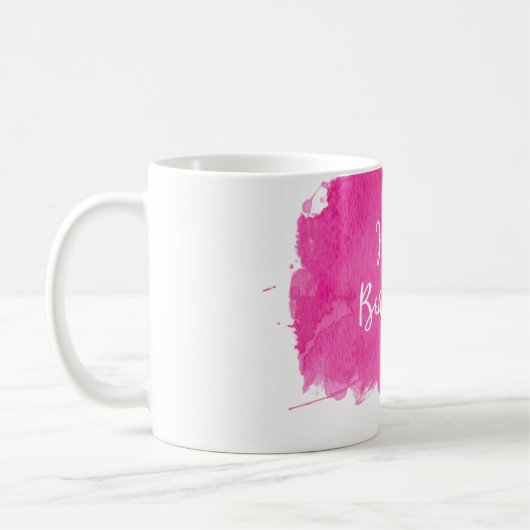 Hot Pink Aquarell Paint Spritzer Hallo Beautiful Kaffeetasse (Links)