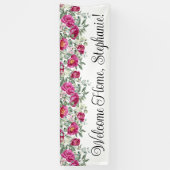 Hot Pink Aquarellbäume Begrüßung Zuhause Long Banner (Vertikal)