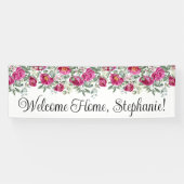 Hot Pink Aquarellbäume Begrüßung Zuhause Long Banner (Horizontal)