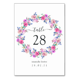 Hot-Pink-Aquarellblume Tischnummer