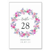 Hot-Pink-Aquarellblume Tischnummer (Vorderseite)