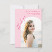 Hot Pink Arch Graduate Simple Foto Vielen Dank Dankeskarte (Vorderseite)