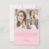 Hot Pink Arch Graduate Simple Foto Vielen Dank Dankeskarte (Rückseite)