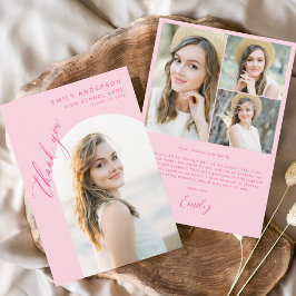 Hot Pink Arch Graduate Simple Foto Vielen Dank Dankeskarte