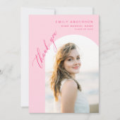 Hot Pink Arch Graduate Simple Foto Vielen Dank Dankeskarte (Vorderseite)