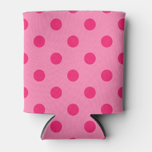 Hot Pink auf rosa Polka Dots Design Dosenkühler (Vorderseite)