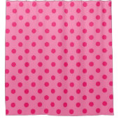 Hot Pink auf rosa Polka Dots Design Duschvorhang (Vorderseite)