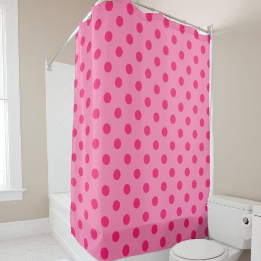 Hot Pink auf rosa Polka Dots Design Duschvorhang