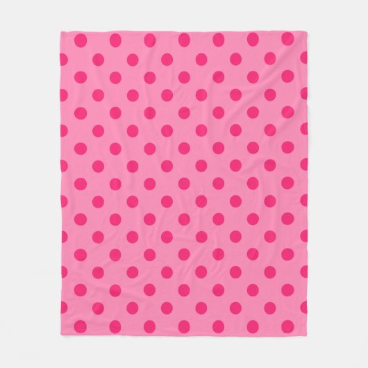 Hot Pink auf rosa Polka Dots Design Fleecedecke (Vorderseite)