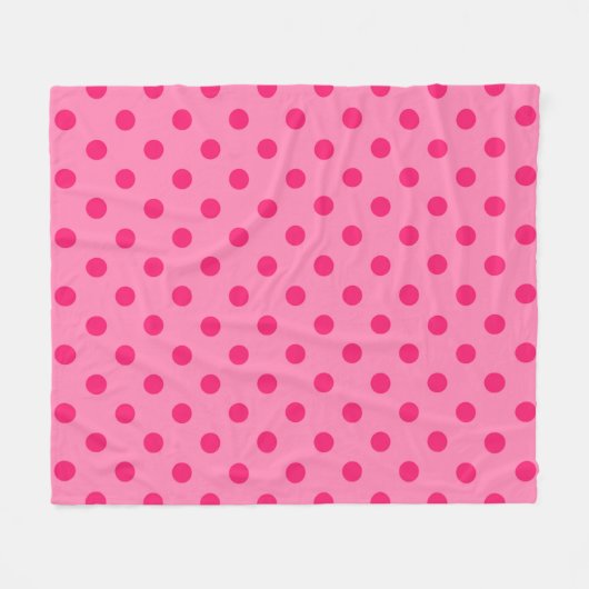 Hot Pink auf rosa Polka Dots Design Fleecedecke (Vorderseite (Horizontal))