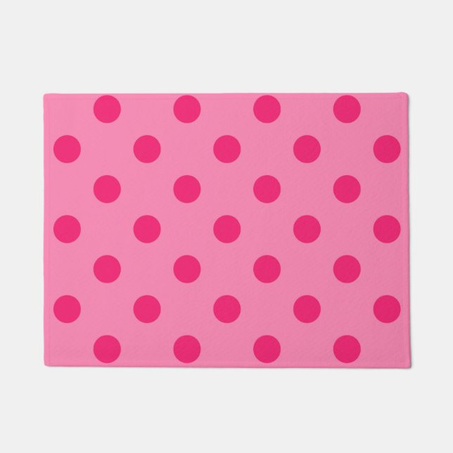 Hot Pink auf rosa Polka Dots Design Fußmatte (Vorderseite)