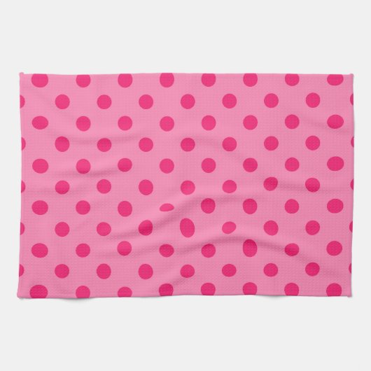 Hot Pink auf rosa Polka Dots Design Geschirrtuch (Horizontal)