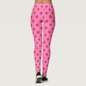Hot Pink auf rosa Polka Dots Design Leggings (Rückseite)