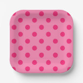 Hot Pink auf rosa Polka Dots Design Pappteller (Vorderseite)
