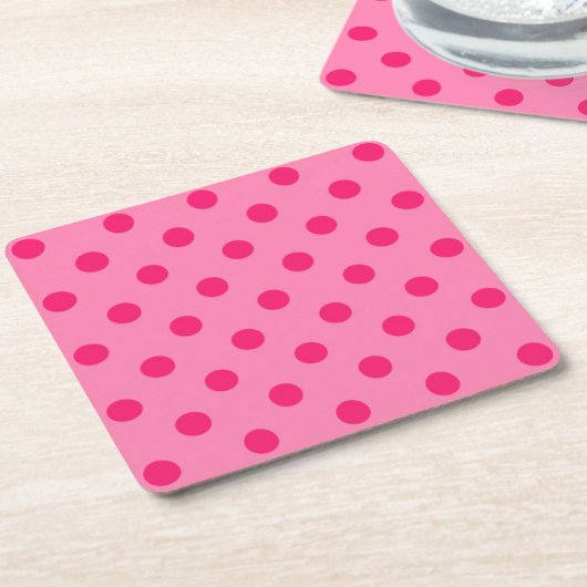 Hot Pink auf rosa Polka Dots Design Rechteckiger Pappuntersetzer
