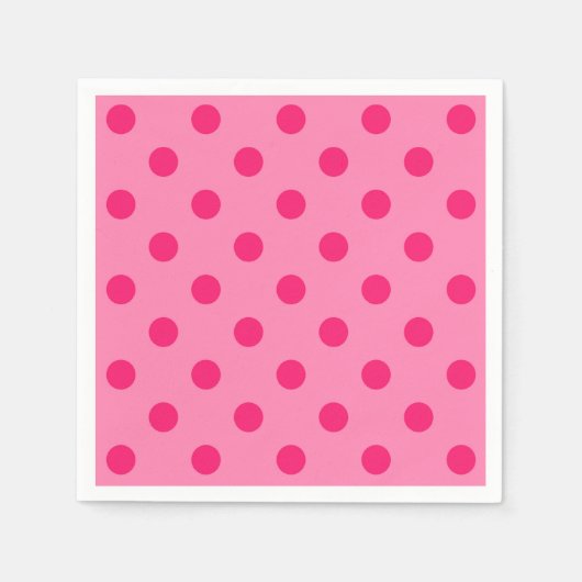 Hot Pink auf rosa Polka Dots Design Serviette (Vorderseite)