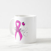 Hot Pink Awareness Band mit Butterfly Kaffeetasse (Vorderseite Links)